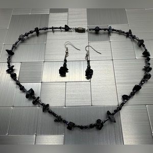 4 for $20! Black and grey stone beaded choker with matching earrings.